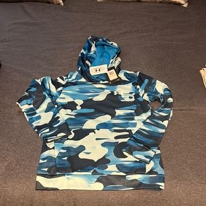 Under armor, youth, medium, blue camo hoodie, new with tags, never worn